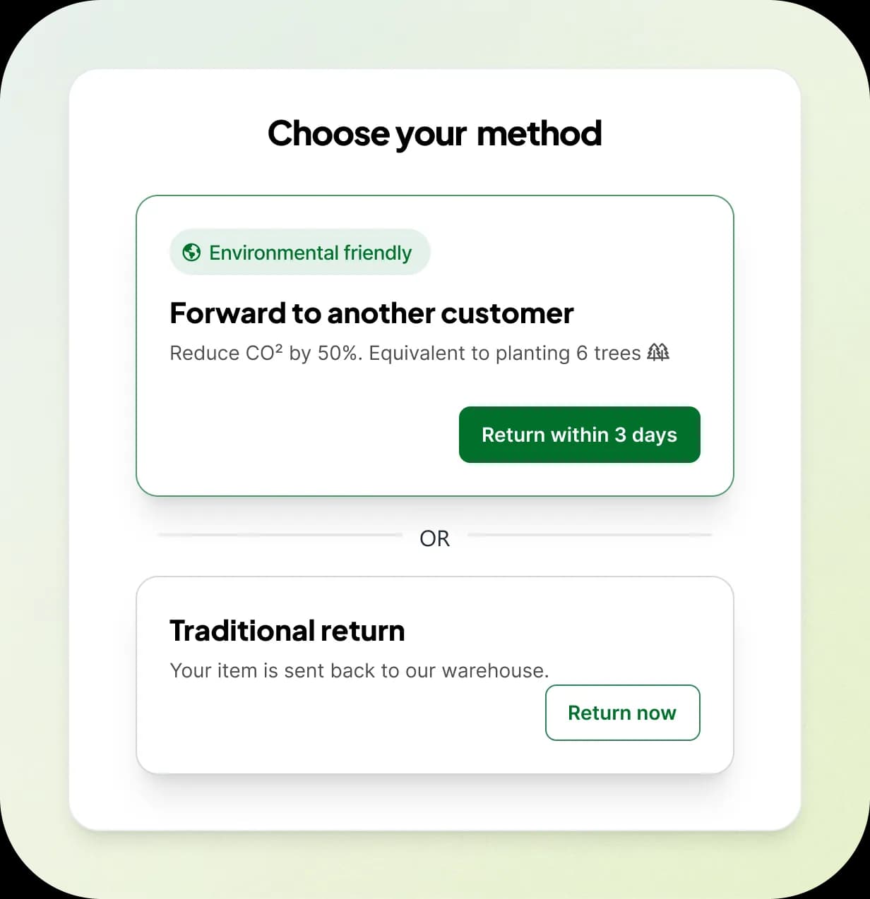 Consumer choosing Forward in the return portal