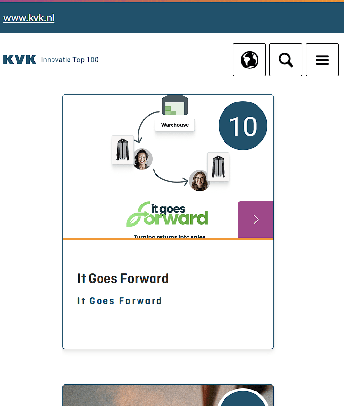 It Goes Forward selected for the KVK Innovatie Top 100